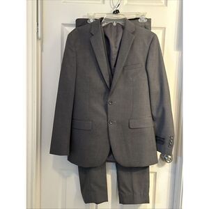 Bespoke 3 Piece Suit 38R Slim Fit 36x31 Pants Gray Polyester/Viscose‎
